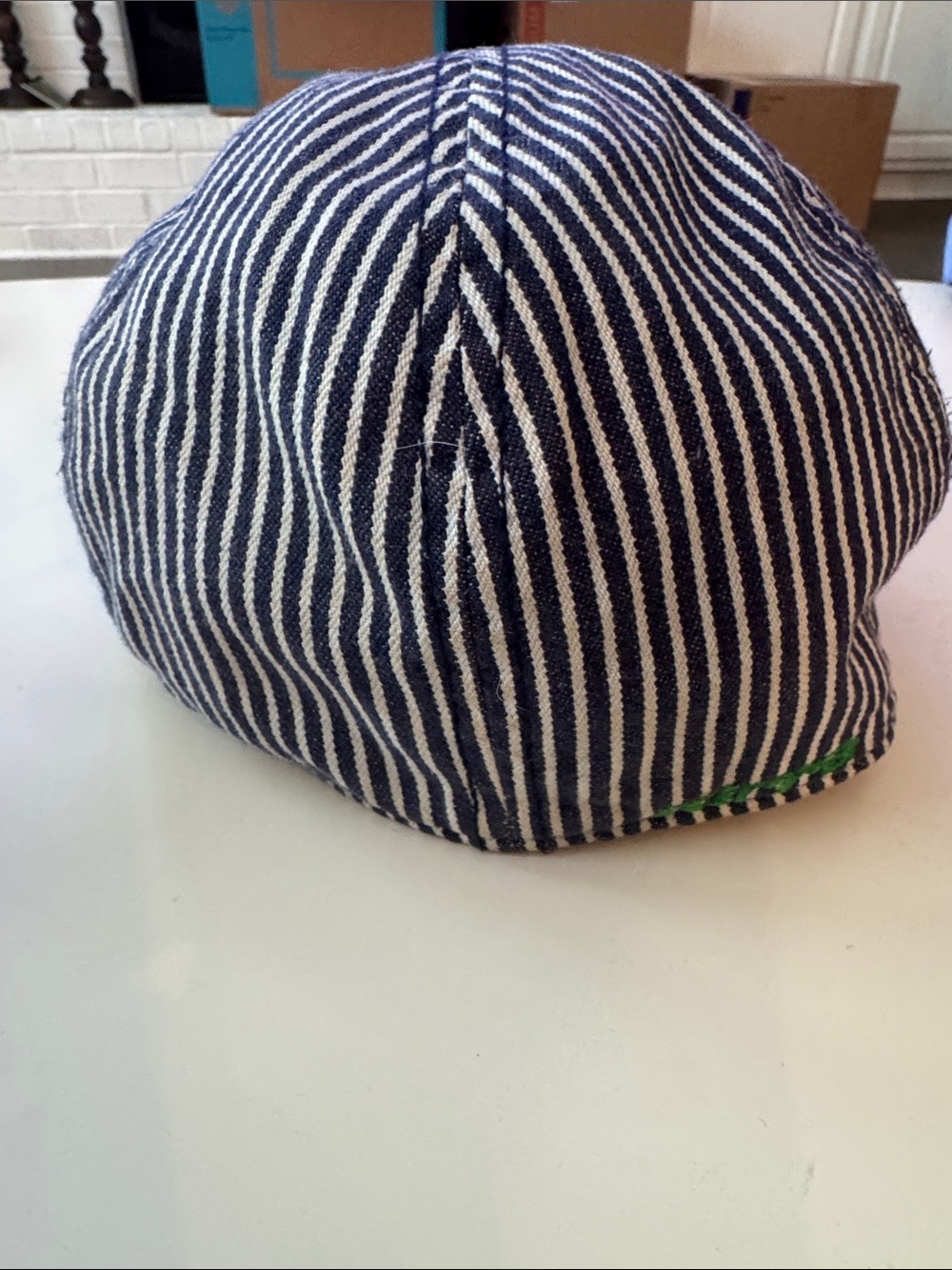 Striped Cotton Blend drivers hat - Navy/White - Picture 2 of 6